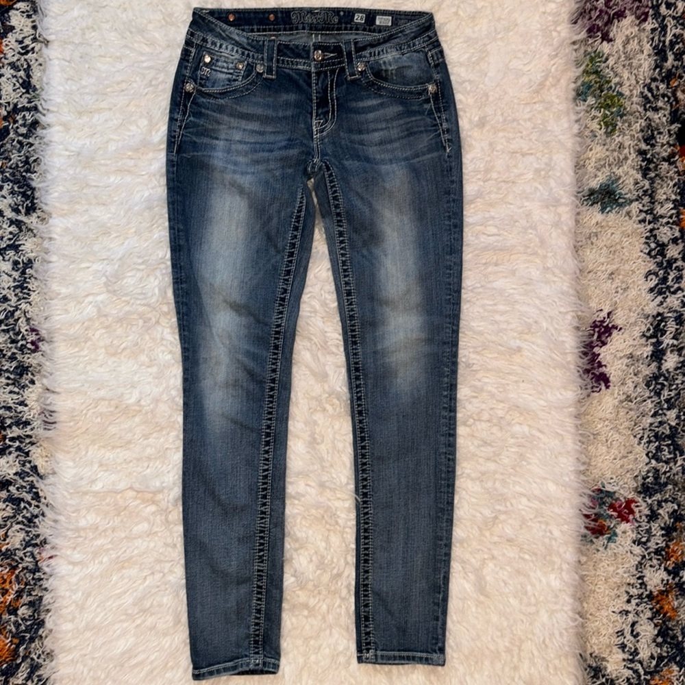 Miss Me Fleur De Lis Skinny Denim, Size 28